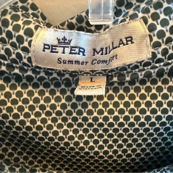 Peter Millar Summer Comfort Pickleball Patterned Polo Shirt in Green and White - Picture 4 of 4
